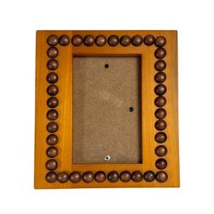 Vintage Wooden Photo Frame Rustic Wood Bead Studs Detail 3.5x5.5 Picture Display